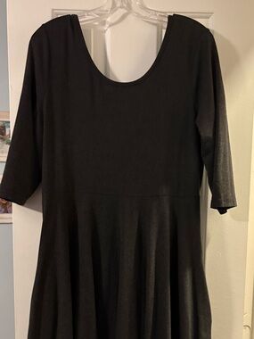 Classic Black Midi Scoop-Neck Dress